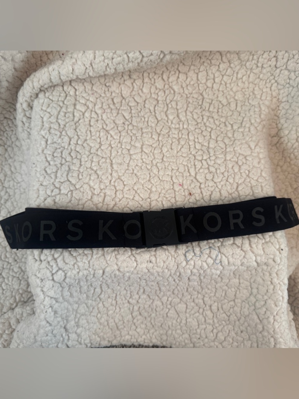 Michael Kors Matte Black Logo Buckle Elastic Belt